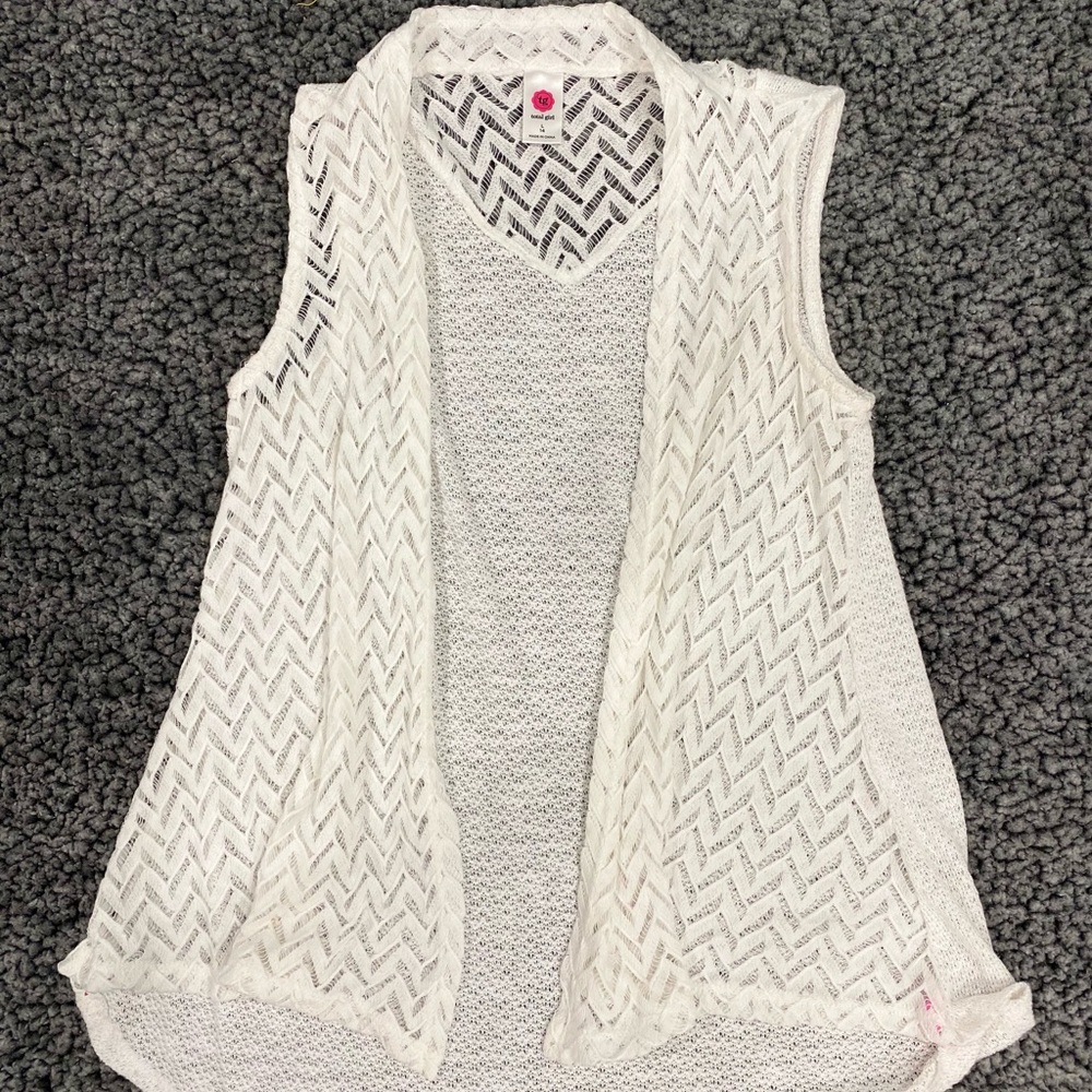 Girls Total Girl Crochet Knit Bohemian Cover Up Top Size L (14)